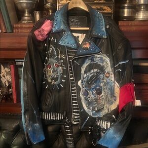 FINAL MARKDOWN Custom Hand-Painted Studded Leather Jacket by @ScooterLaForge